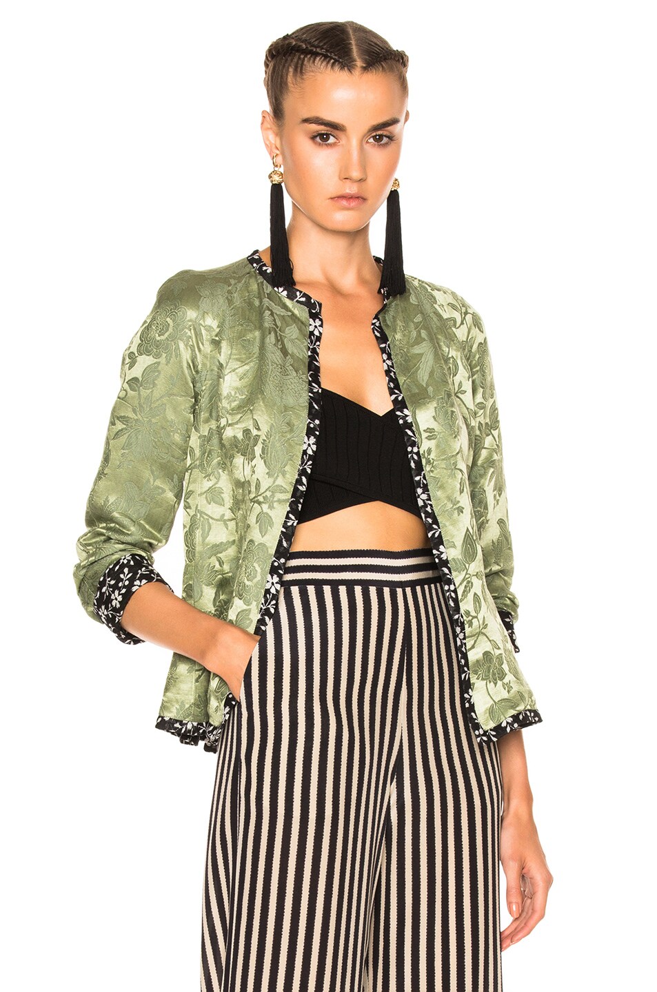 Image 1 of Etro Floral Lined Jacket in Green
