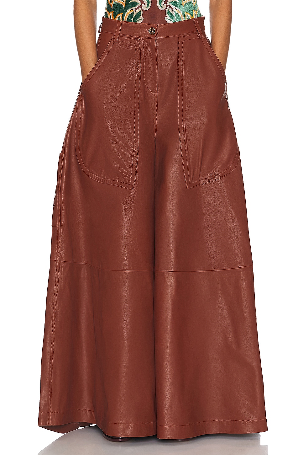 Image 1 of Etro Leather Trouser in Brown