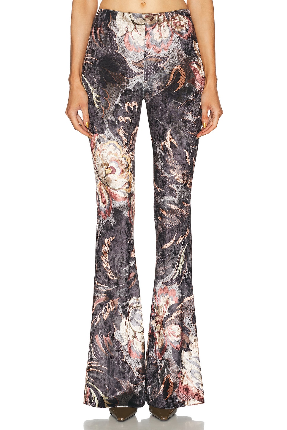 Etro Flare Pant In Print On Grey Base