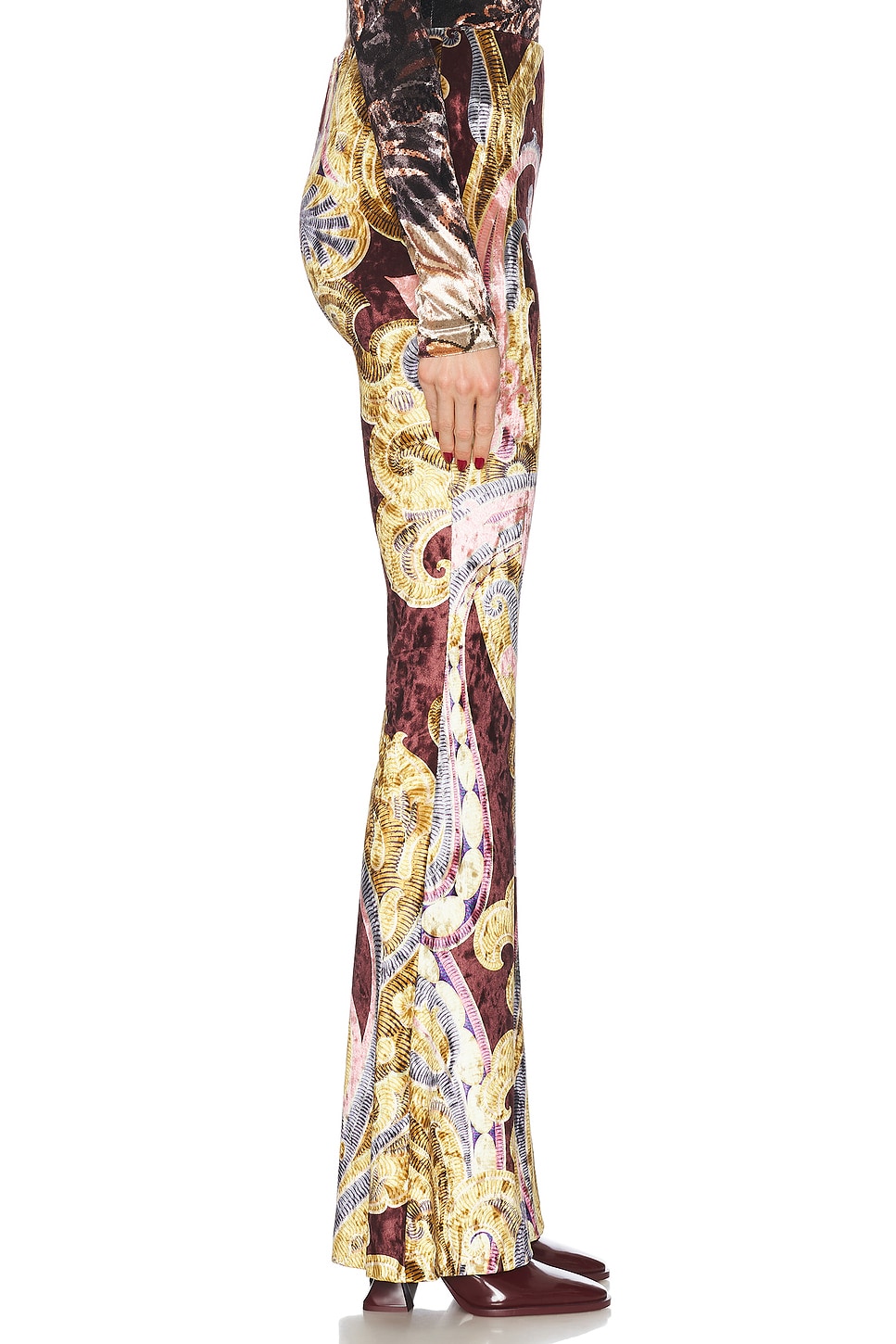 Etro Flare Pant In Print On Yellow Base