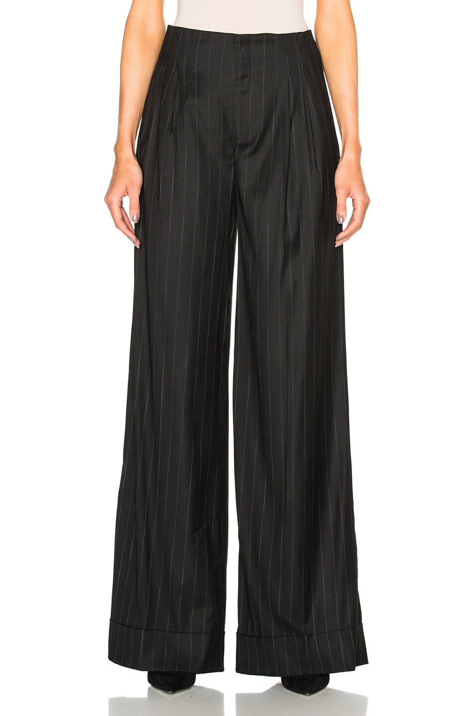 Image 1 of Etro Pinstripe Trousers in Black