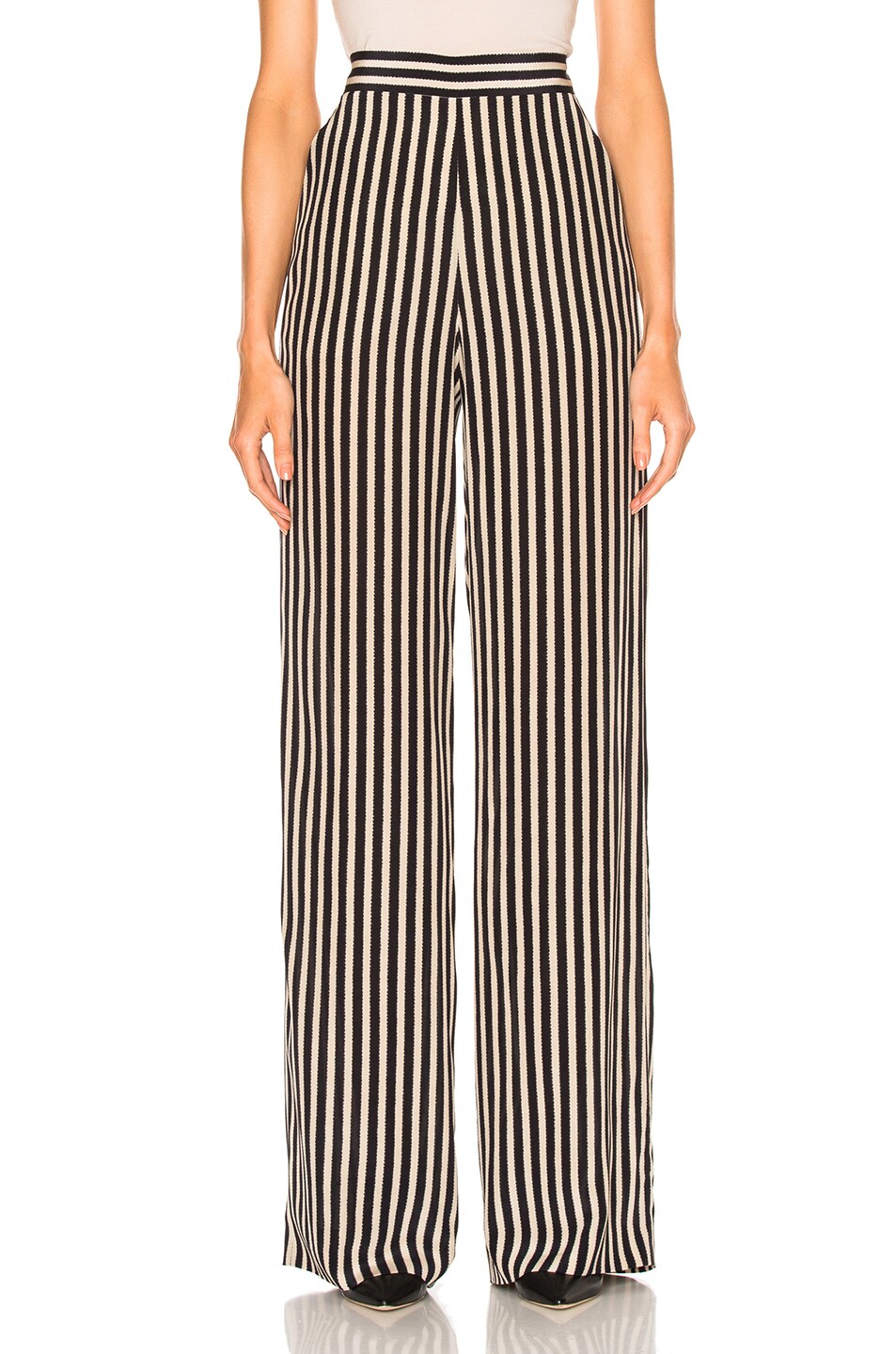 Image 1 of Etro High Waisted Stripe Trousers in Black & White
