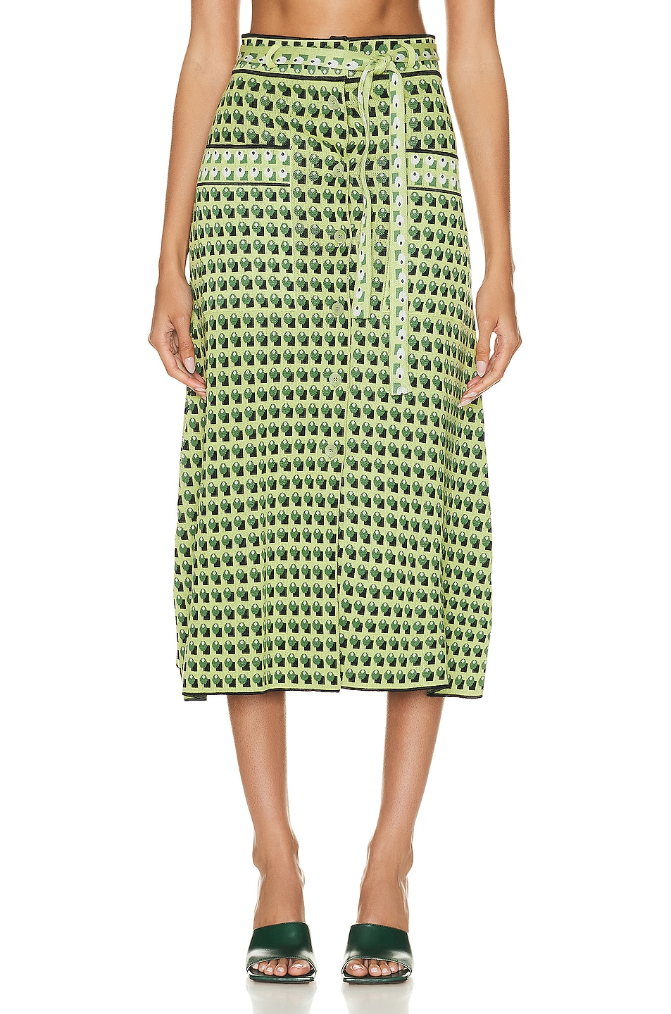 Etro Printed Midi Skirt in Green | FWRD