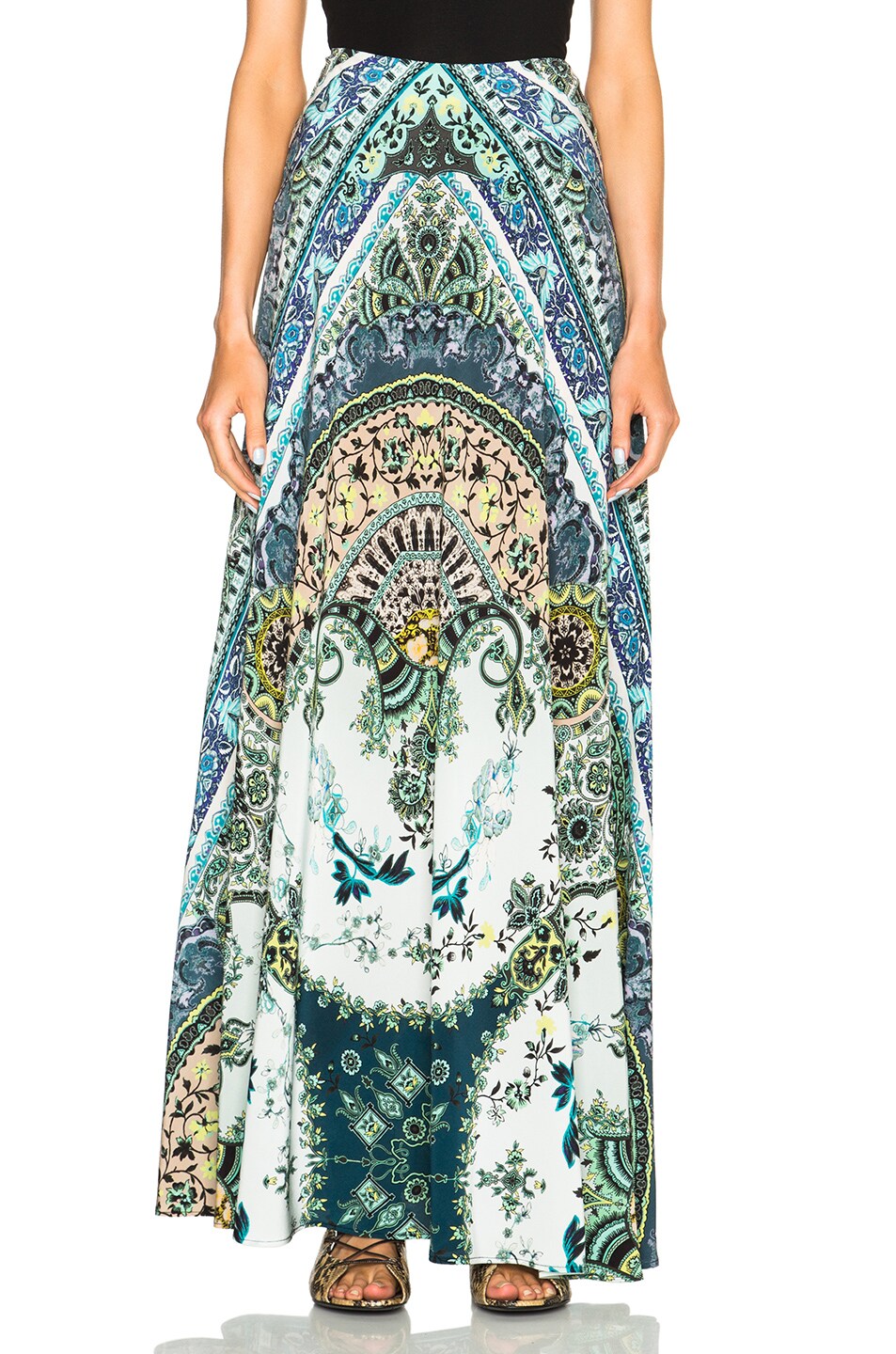Image 1 of Etro Clean Silk Maxi Skirt in Blue