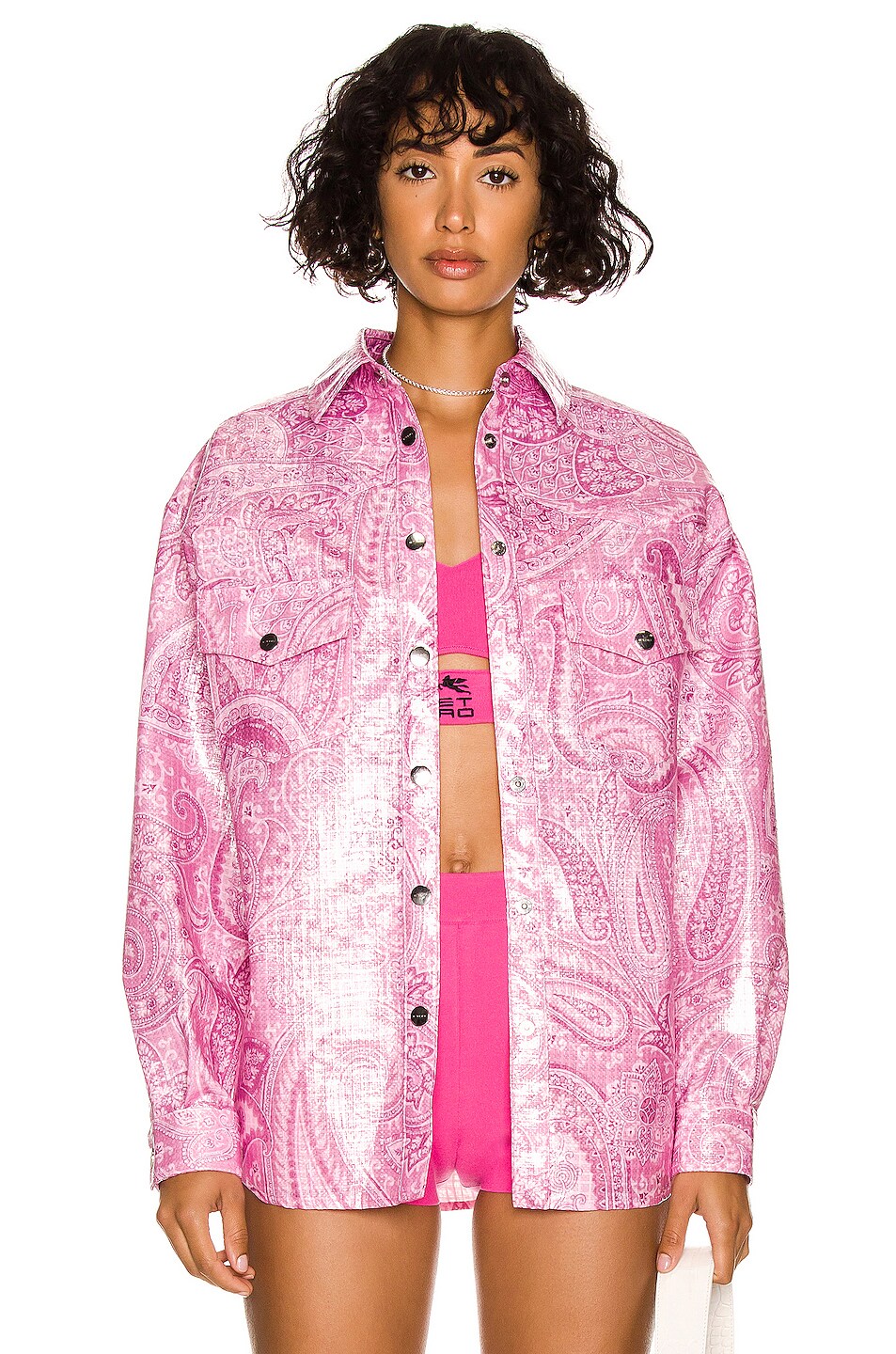 Image 1 of Etro Paisley Button Down Top in Rosa