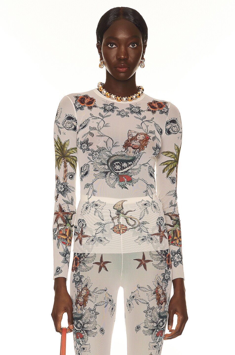 Image 1 of Etro Long Sleeve Printed Top in Bianco