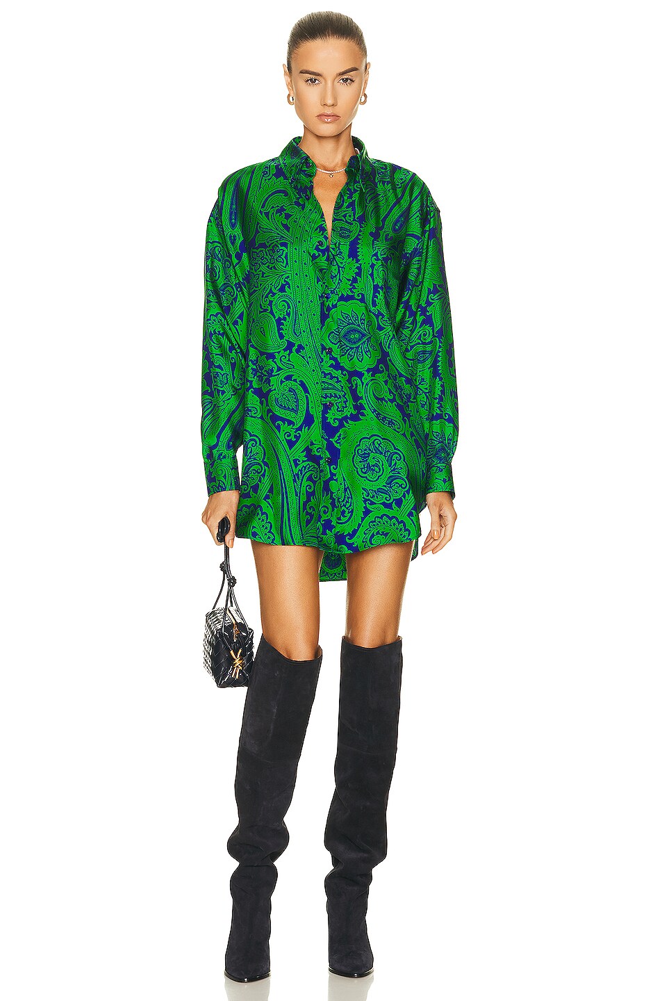 Image 1 of Etro Paisley Long Sleeve Shirt in Verde