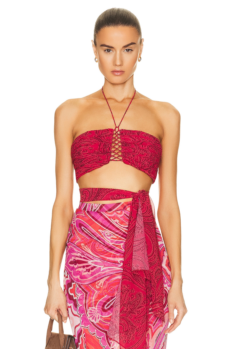 Image 1 of Etro Draped Sleeveless Top in Rosso