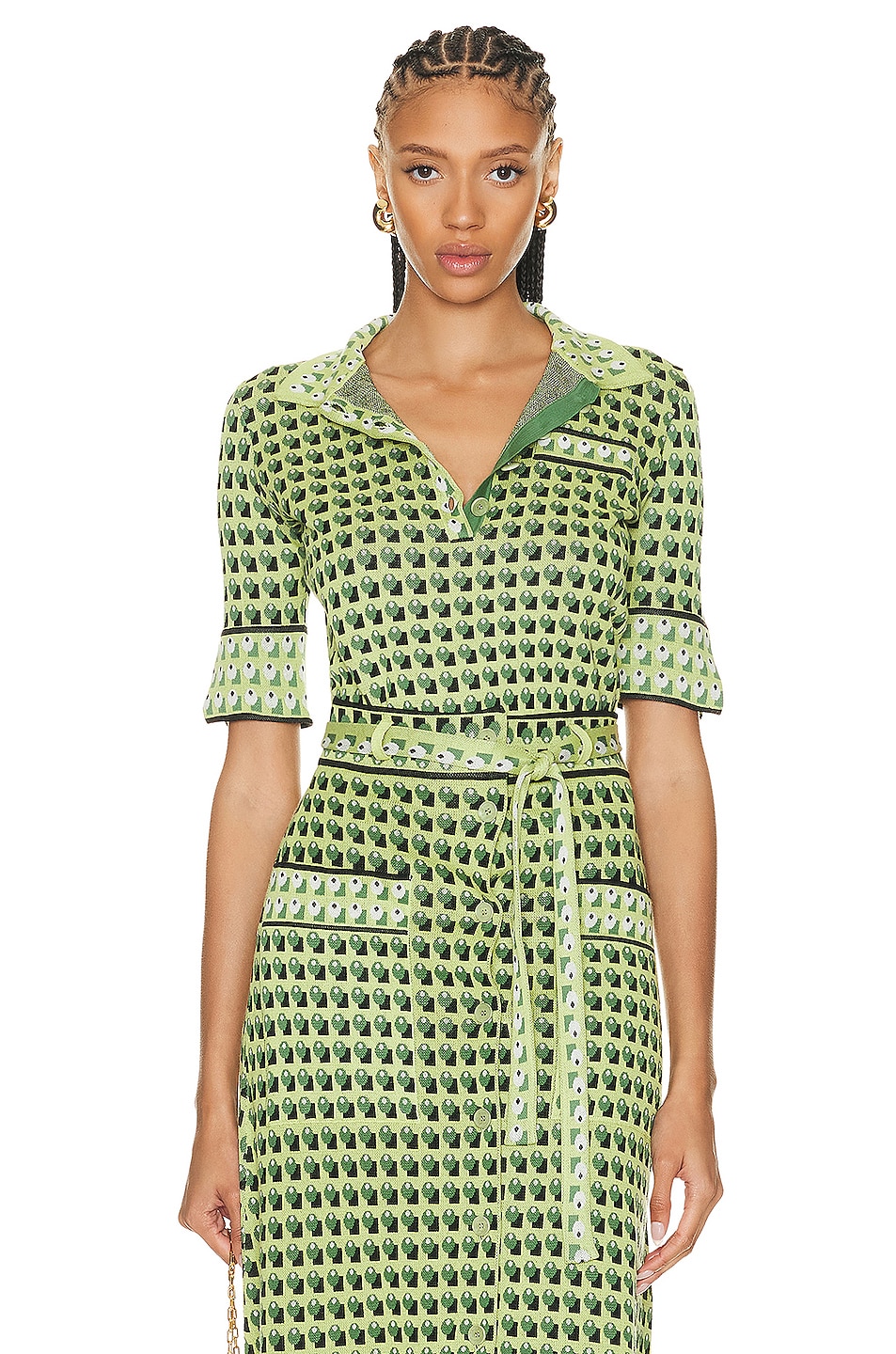 Image 1 of Etro Printed Polo Top in Green