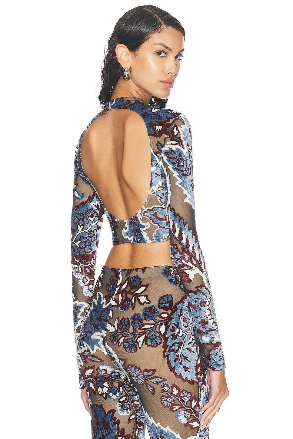 Image 1 of Etro Cropped Long Sleeve Top in Multi