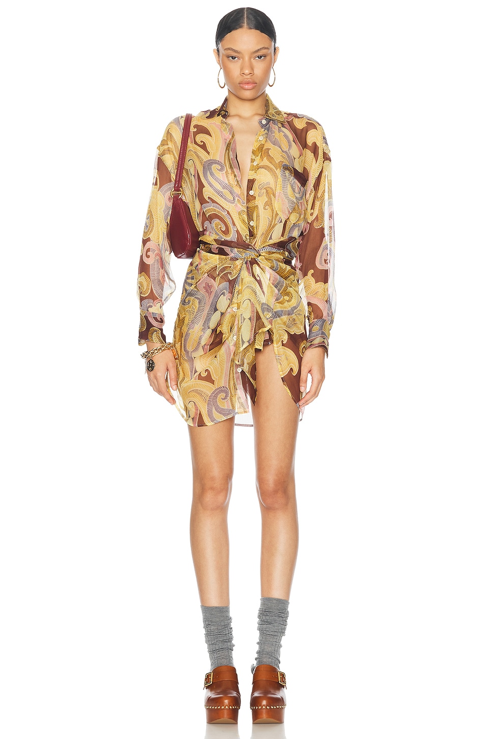 Image 1 of Etro Button Up Shirt in Print On Yellow Base