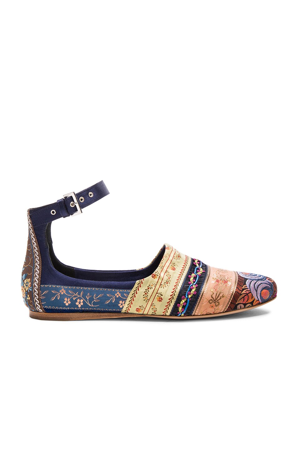 Image 1 of Etro Striped Flats in Navy Multi