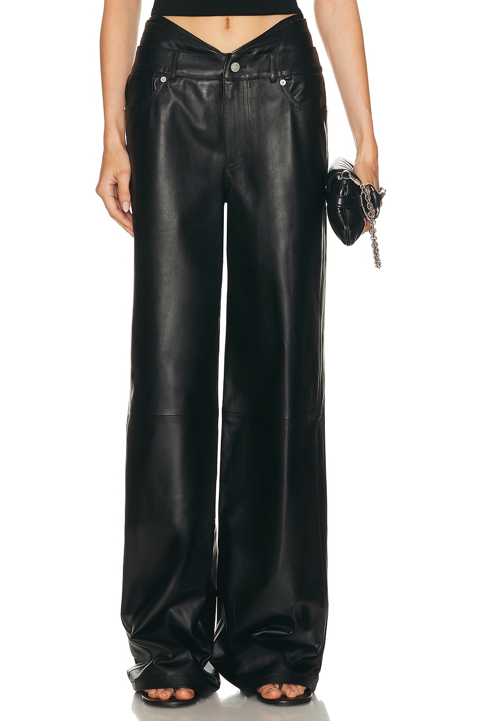 Image 1 of EZR Baggy Pleated Extended Waistband Pant in Black