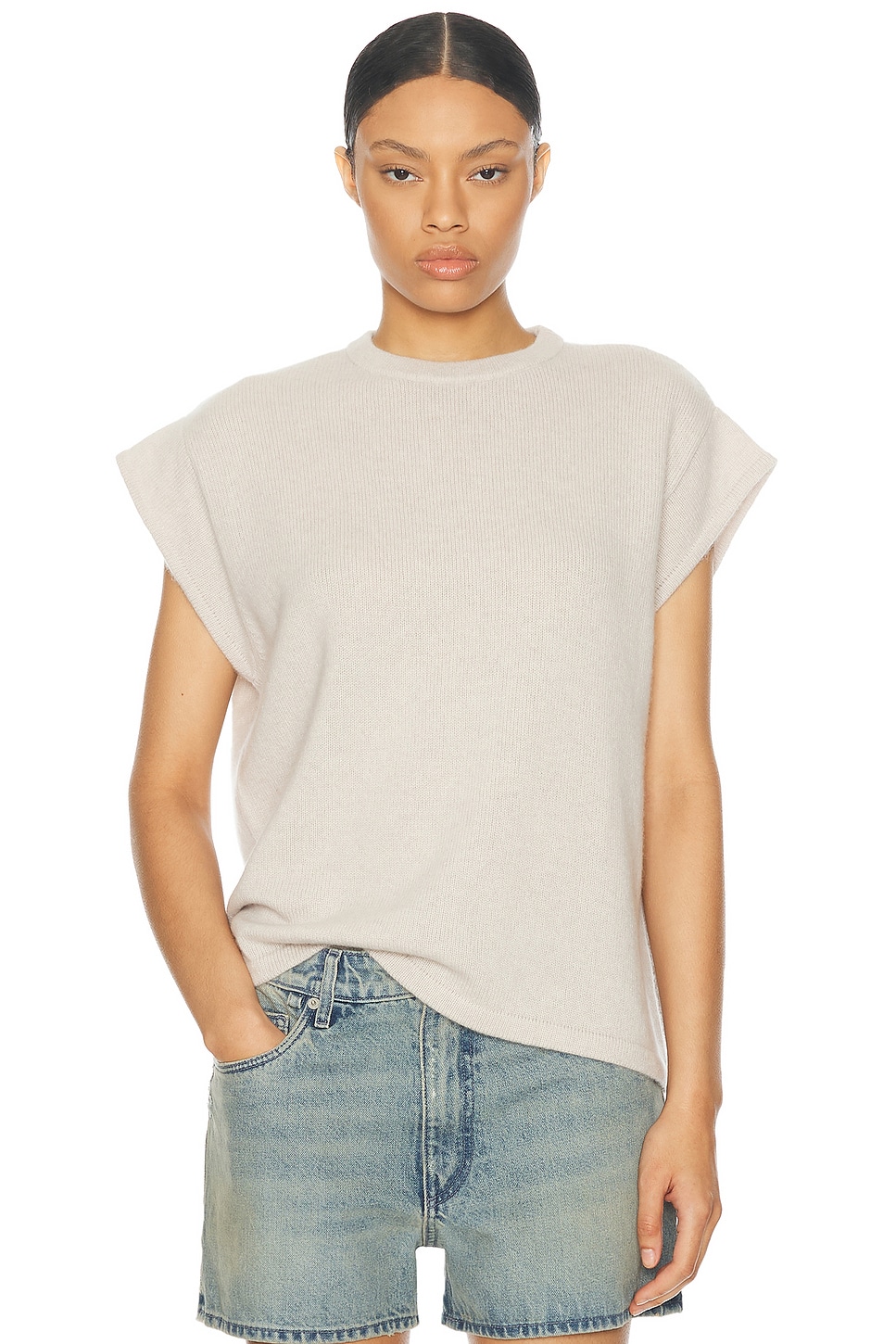 Cashmere Sleeveless Top in Cream