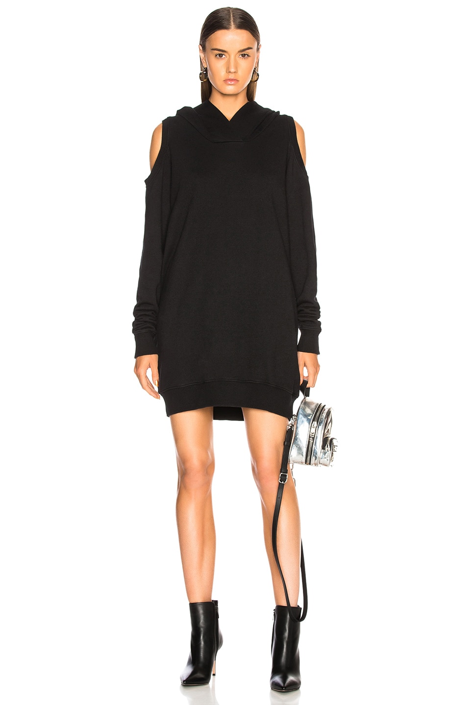 Image 1 of Faith Connexion Hooded Sweat Shirt Dress in Black