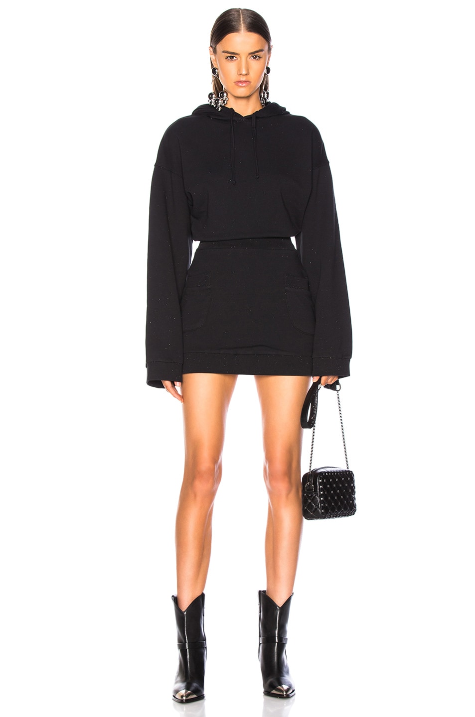 Image 1 of Faith Connexion Hooded Belt Dress in Black
