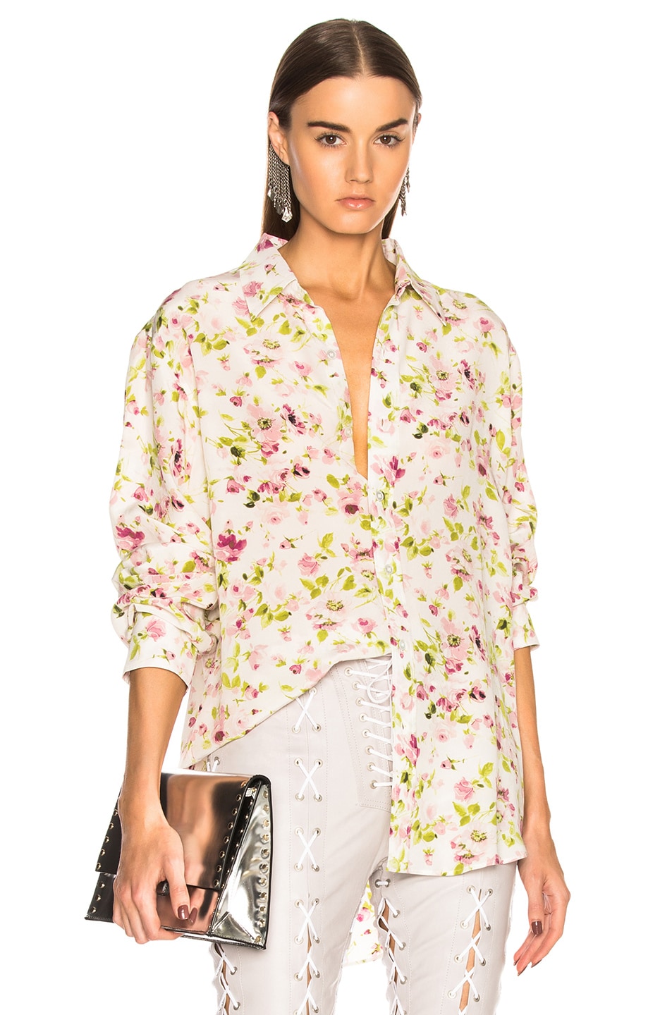 Image 1 of Faith Connexion Flower Shirt in White & Pink