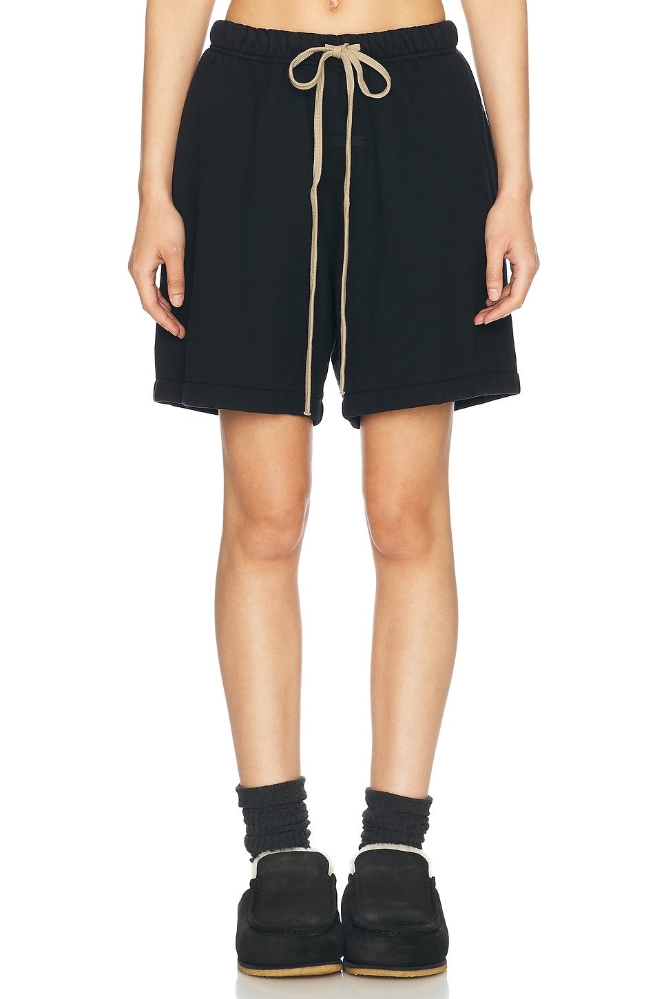 Heavy Fleece Soccer Short in Black