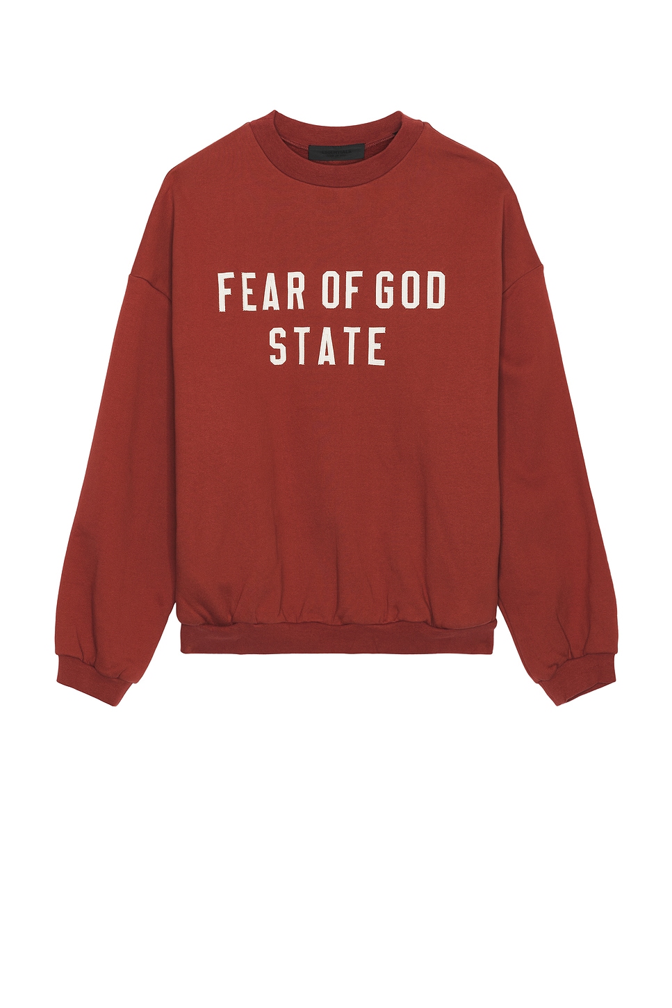 Image 1 of Fear of God ESSENTIALS Heavy Fleece Crewneck in Crimson