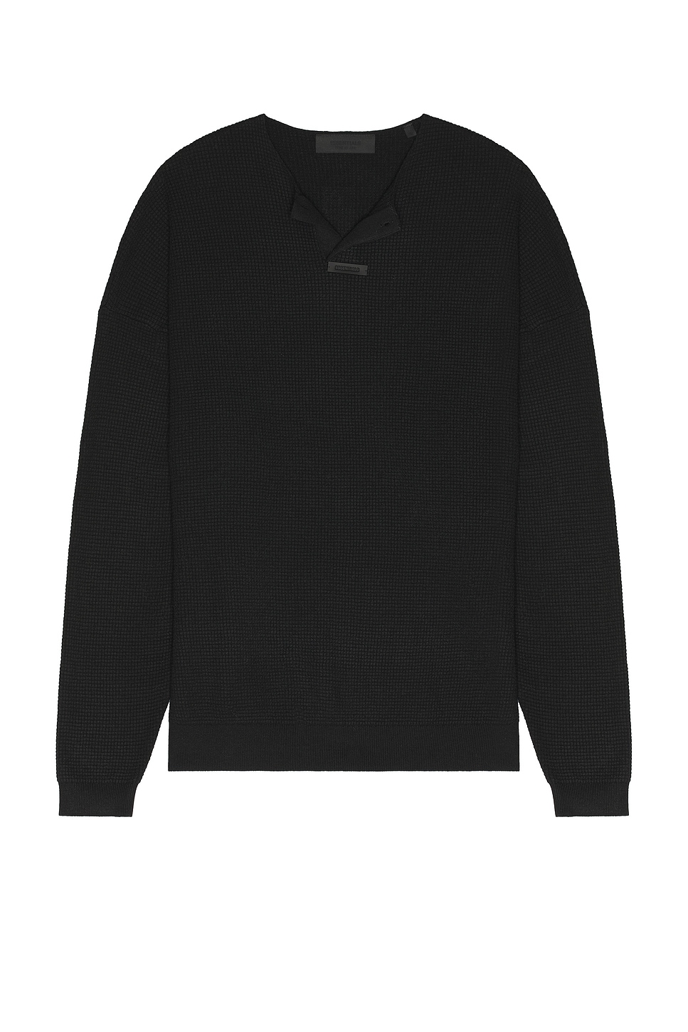 Waffle Henley Sweater in Black