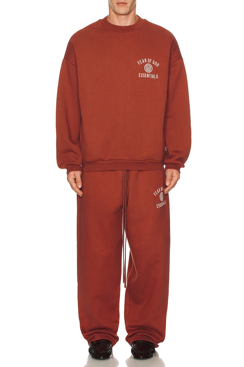 Image 1 of Fear of God ESSENTIALS Fleece Crewneck in Crimson
