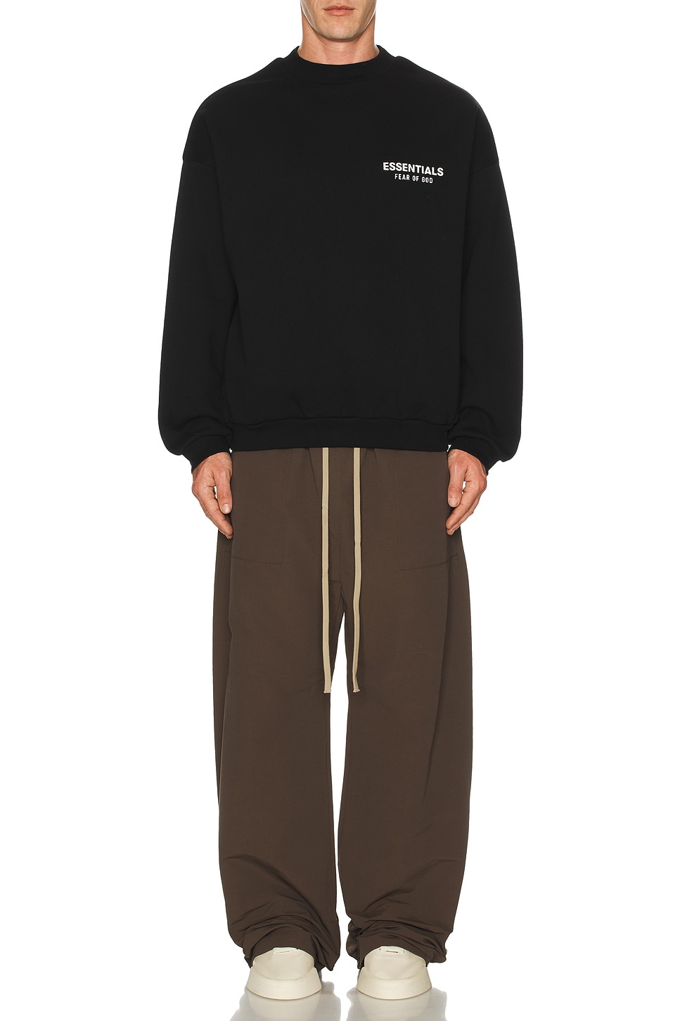 Image 1 of Fear of God ESSENTIALS Fleece Crewneck in Black