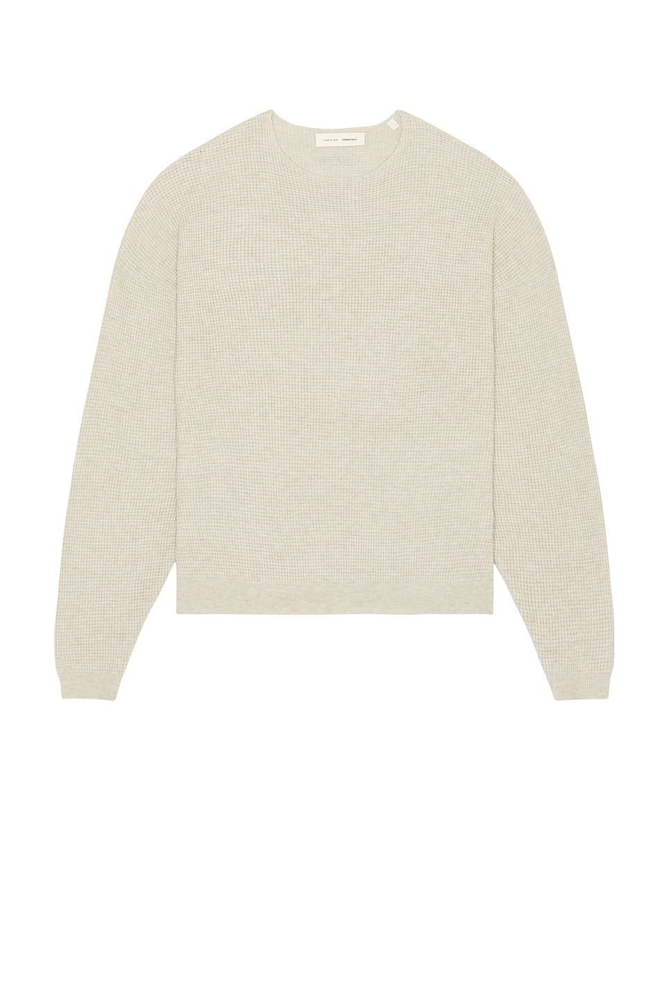 Image 1 of Fear of God ESSENTIALS Waffle Long Sleeve Crew Neck Sweatshirt in Heather Stone