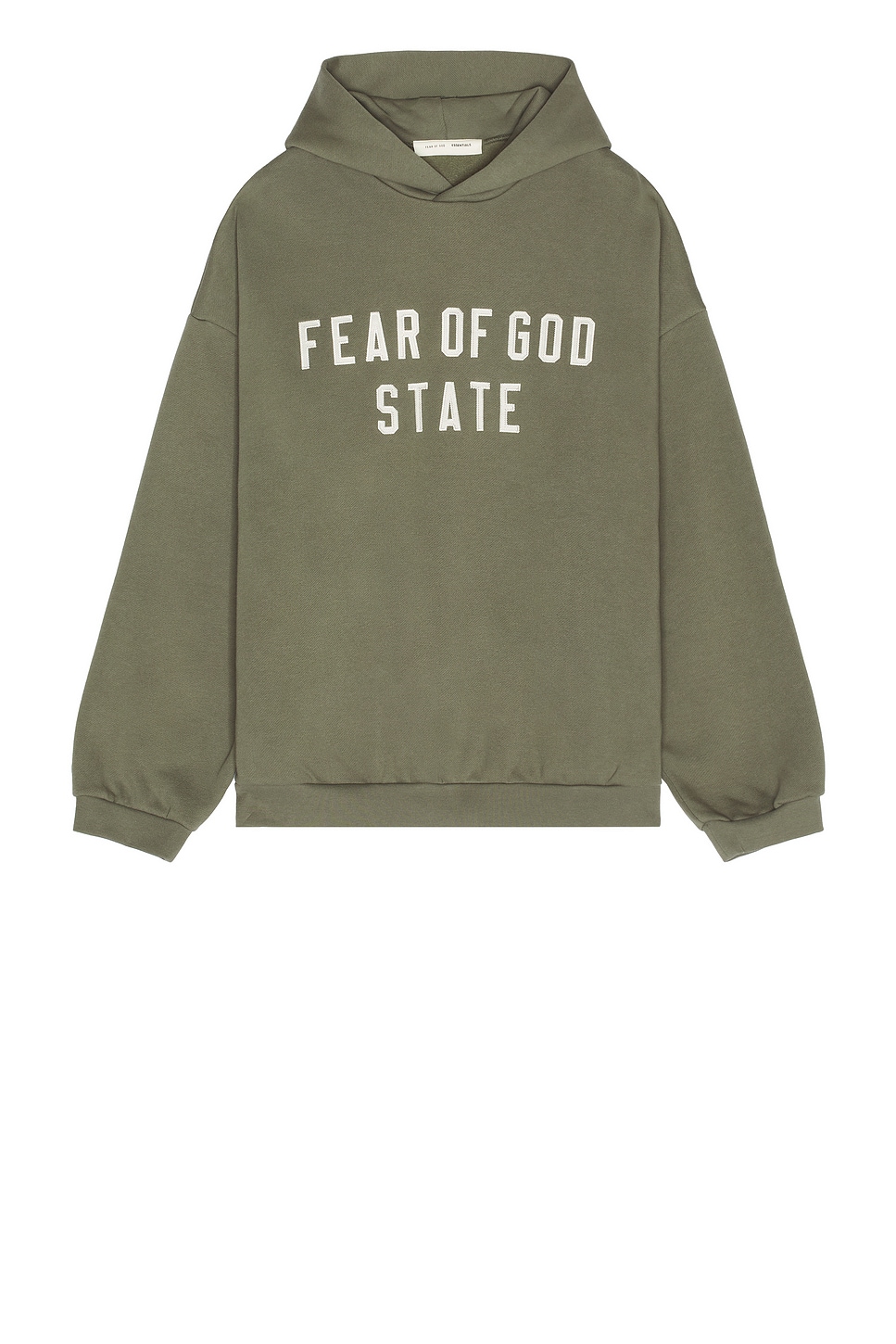 Image 1 of Fear of God ESSENTIALS 90S Fit Fleece Hoodie in Moss