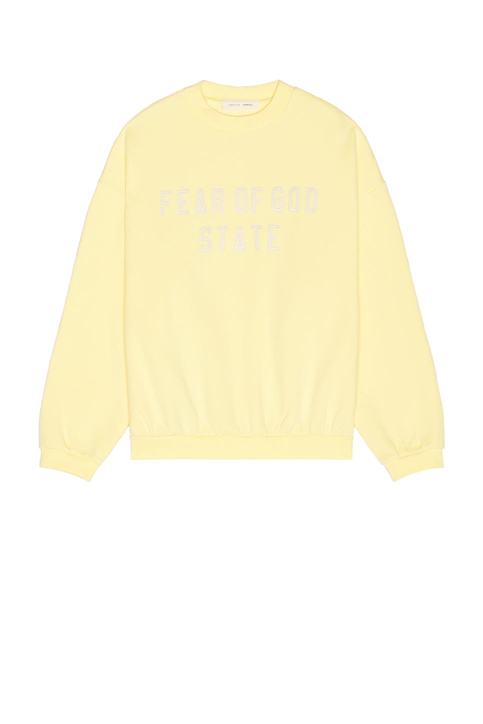 Image 1 of Fear of God ESSENTIALS 90's Fit Fleece Crew Neck Sweatshirt in Garden Yellow