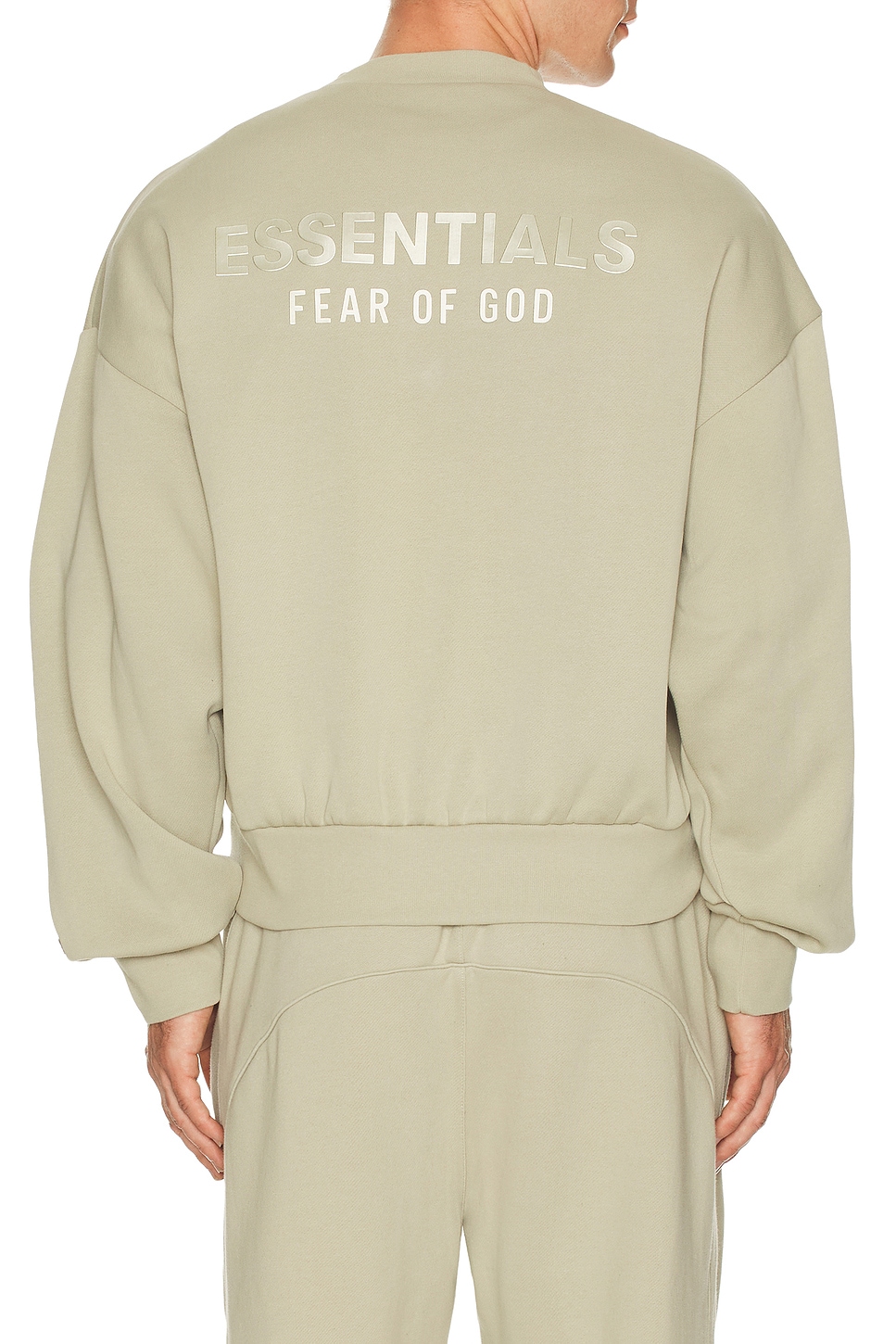 Image 1 of Fear of God ESSENTIALS Classic Fir Fleece Crew Neck Sweater in Abbey Stone