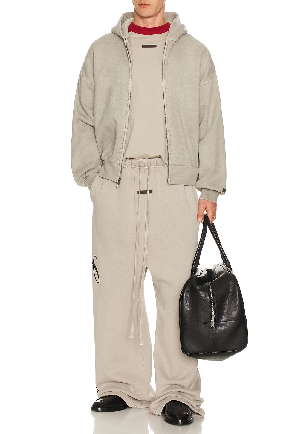 Fear of God ESSENTIALS Classic Full Zip Hoodie in Smoke Grey | FWRD