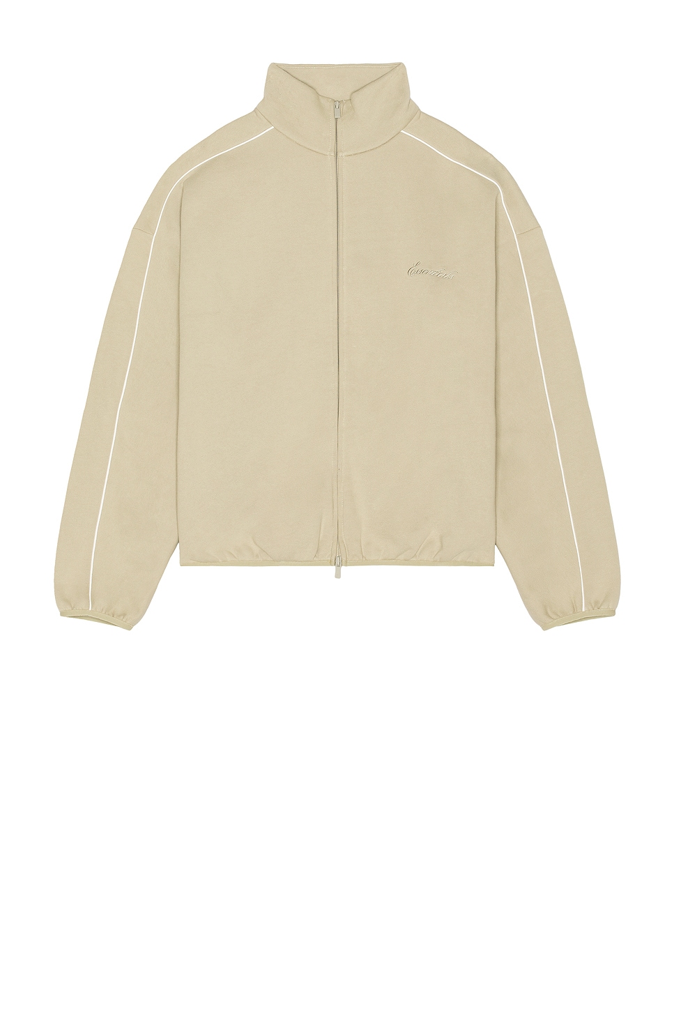 Image 1 of Fear of God ESSENTIALS Modern Fit Fleece Track Jacket in TIMBER/CLO