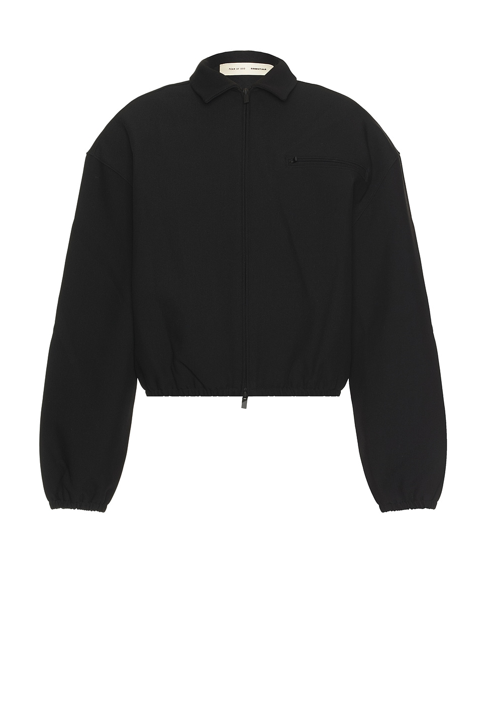 Image 1 of Fear of God ESSENTIALS Bonded Canvas Zip-Up Jacket in Jet Black