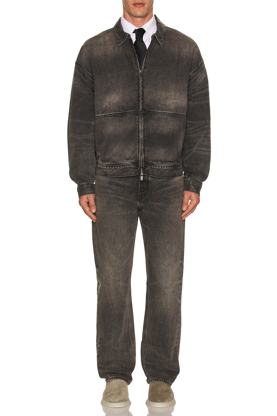 Image 1 of Fear of God ESSENTIALS Denim Trucker Jacket in Vintage Black