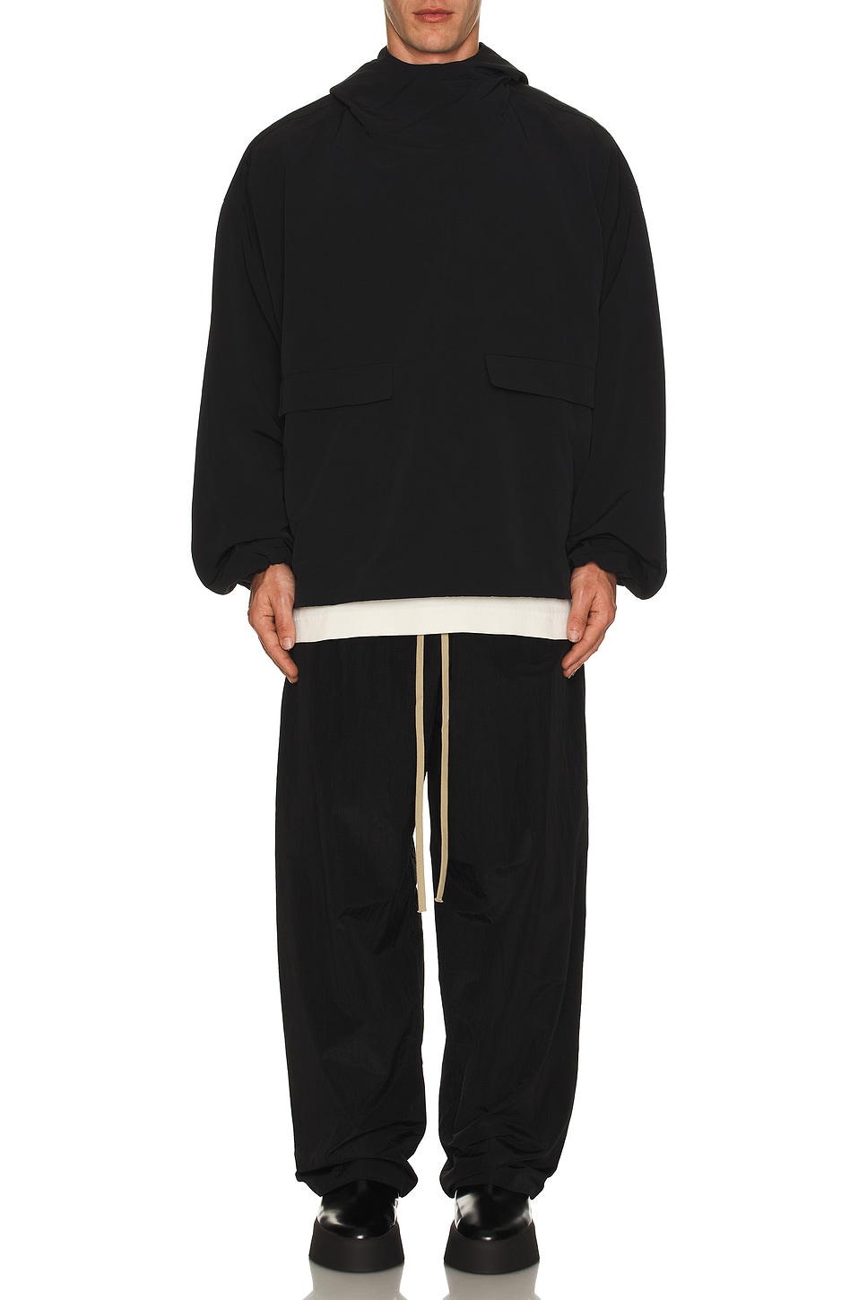 Image 1 of Fear of God ESSENTIALS Military Nylon Hooded Anorak in Black