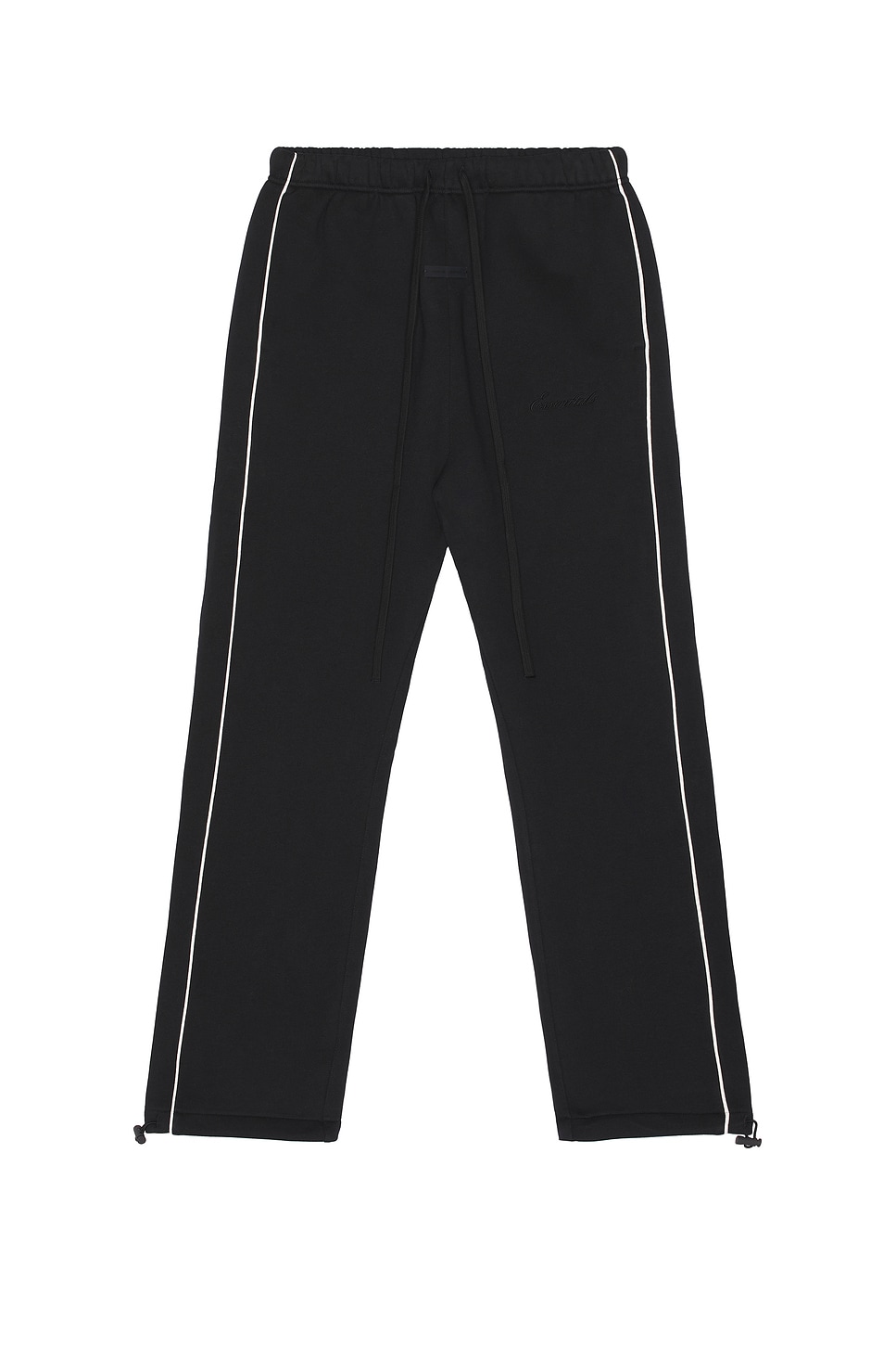 Image 1 of Fear of God ESSENTIALS Sporty Nylon Relaxed Sweatpant With Piping in Jet Black & Cloud White