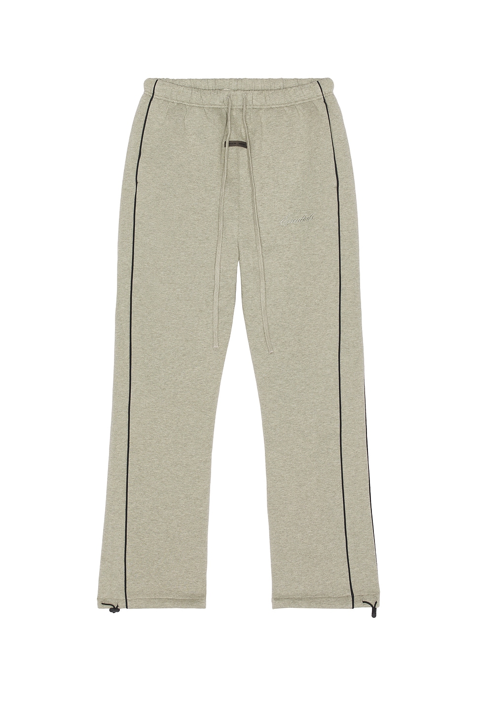 Image 1 of Fear of God ESSENTIALS Relaxed Fleece Sweatpant With Piping in Concrete Heather & Black