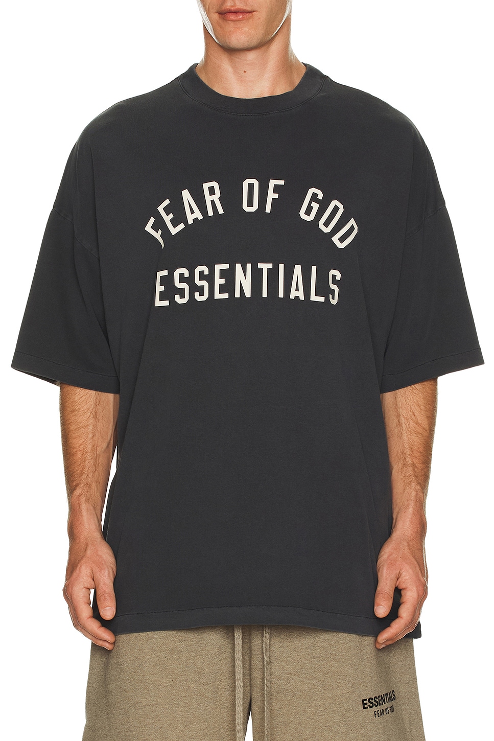 Image 1 of Fear of God ESSENTIALS Jersey Crewneck Tee in Black