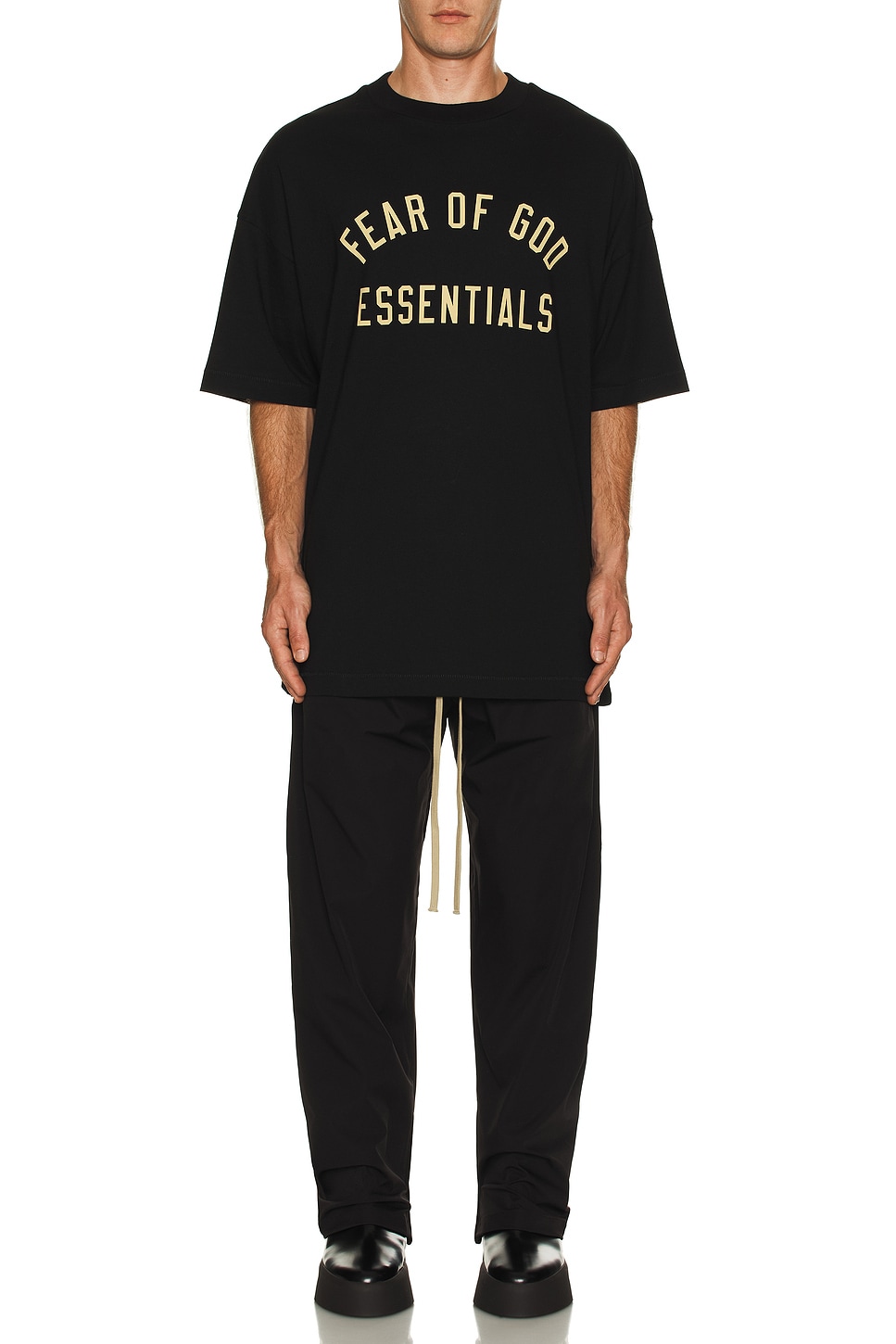 Image 1 of Fear of God ESSENTIALS Jersey Crewneck Tee in Black