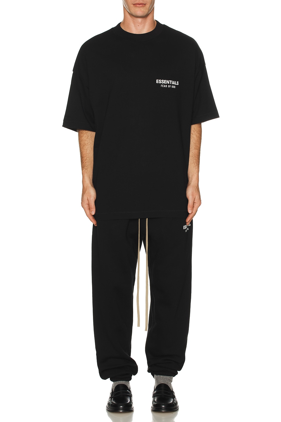 Image 1 of Fear of God ESSENTIALS Jersey Crewneck T-Shirt in Black
