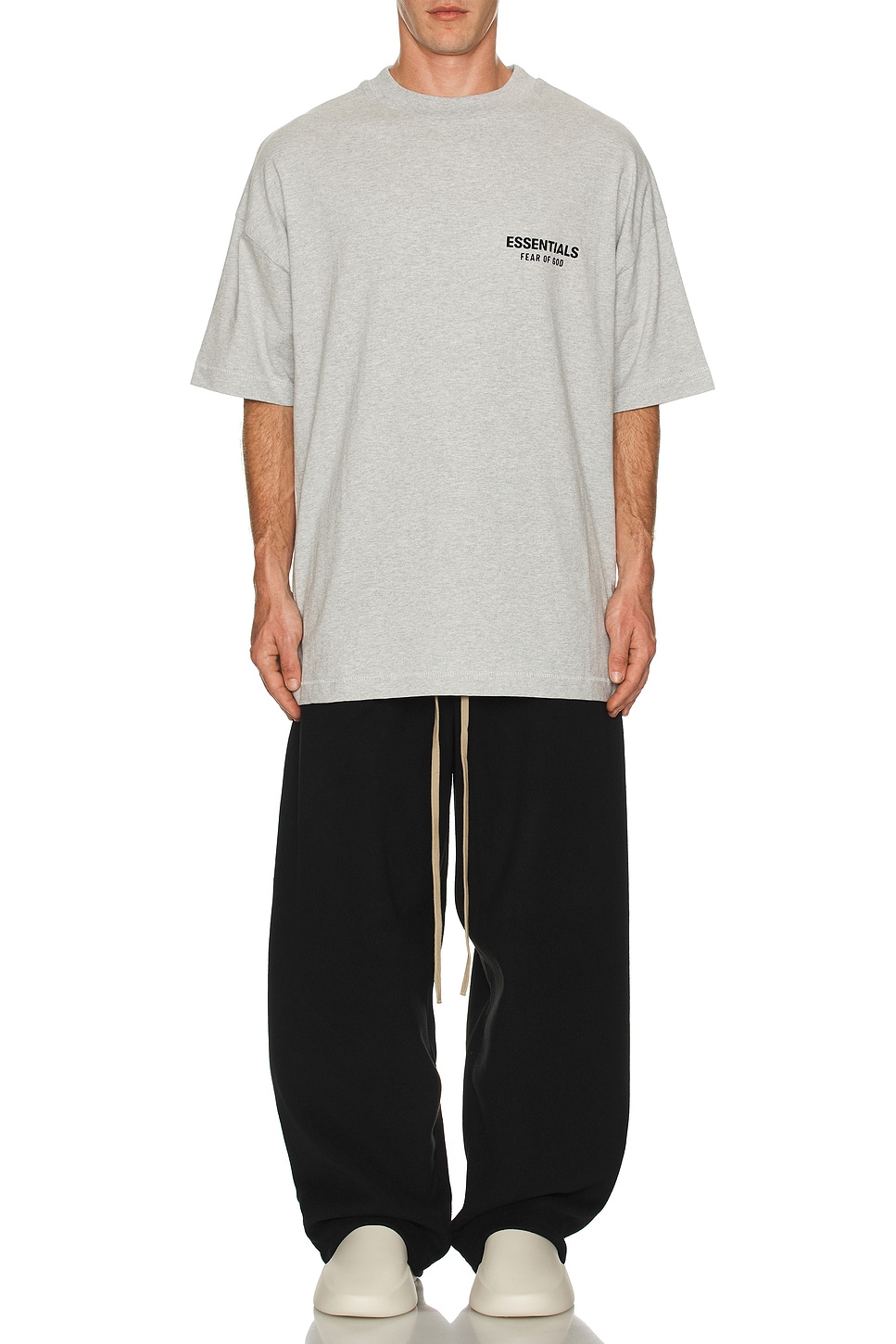 Image 1 of Fear of God ESSENTIALS Jersey Crewneck T-Shirt in Light Heather Gray