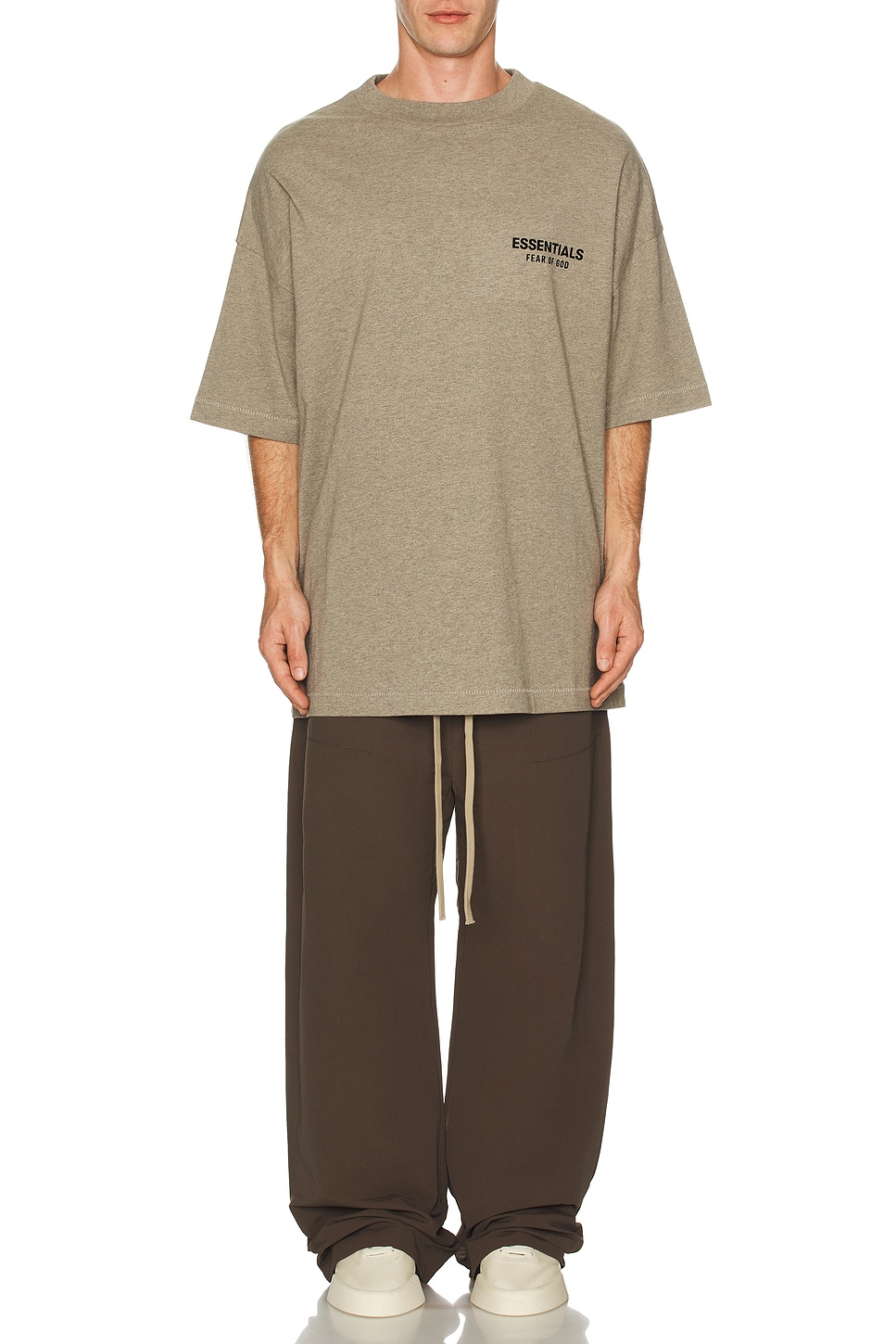 Image 1 of Fear of God ESSENTIALS Jersey Crewneck T-Shirt in Heather Gray