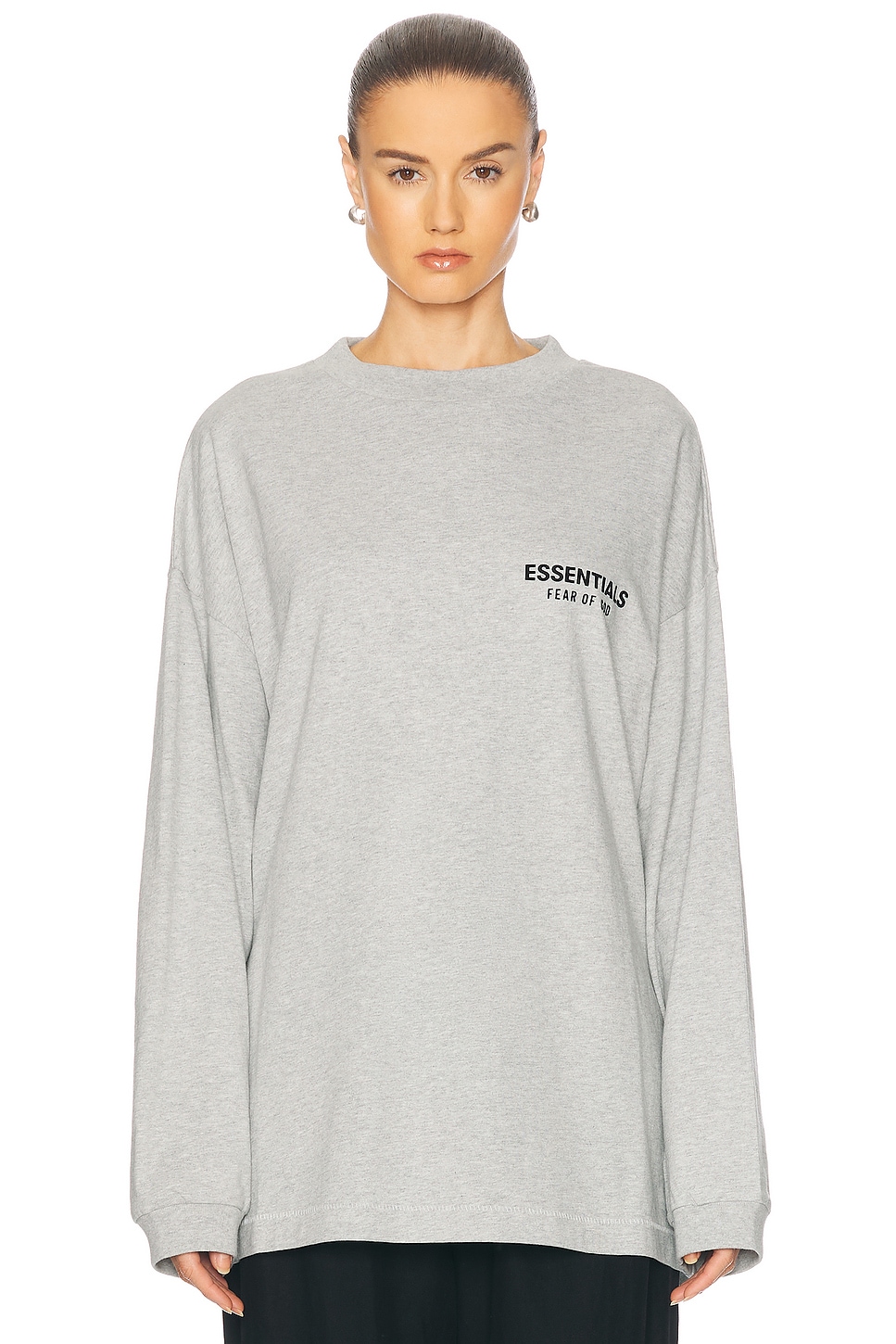 Jersey Long Sleeve T-Shirt in Light Grey