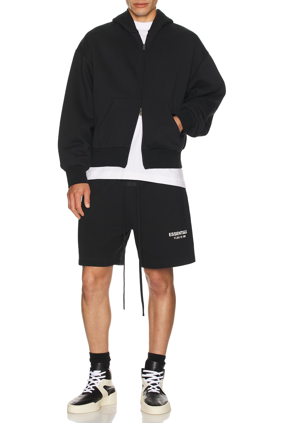 Image 1 of Fear of God ESSENTIALS Classic Fit Long Sleeve Tee in Bright White