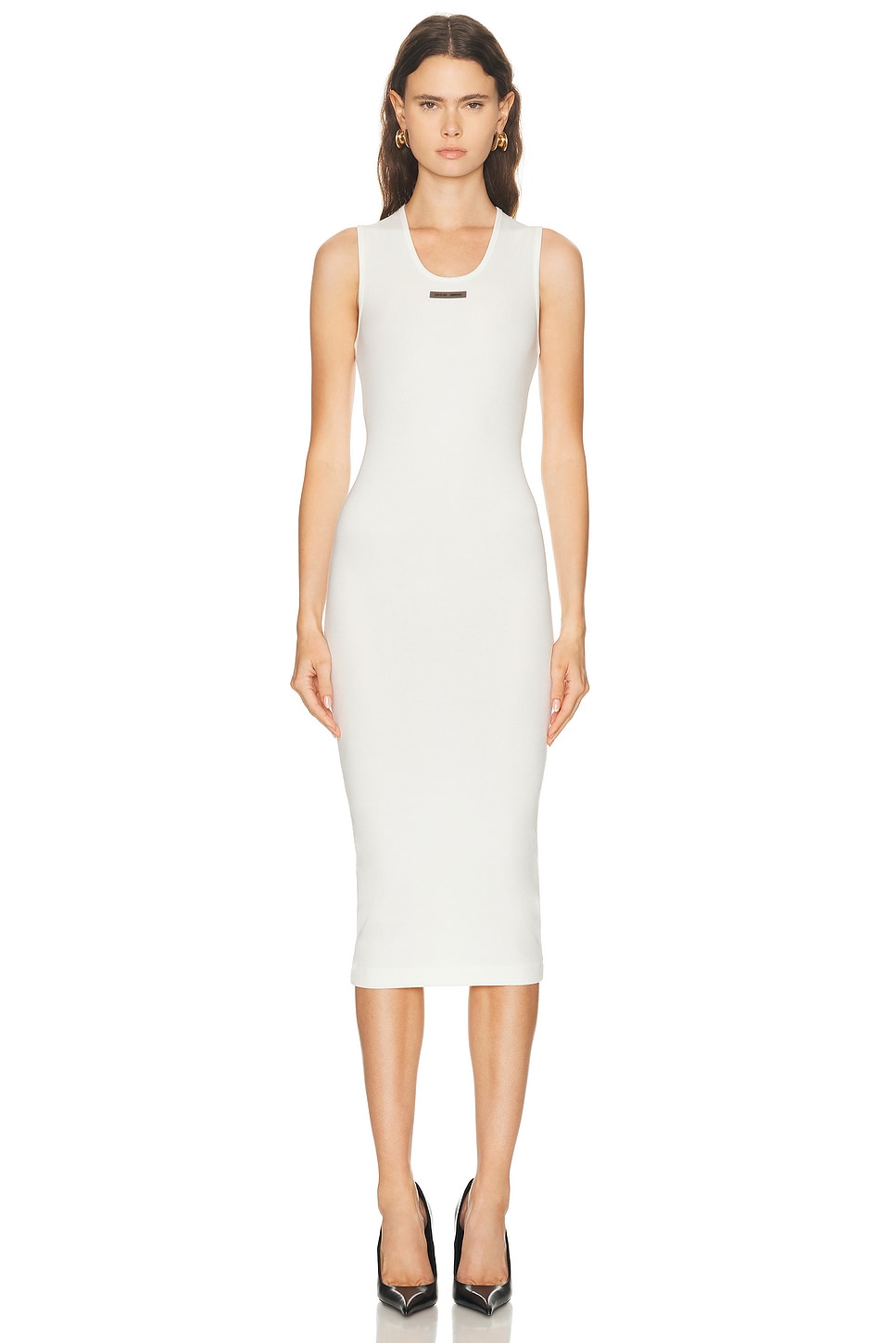 Image 1 of Fear of God ESSENTIALS Rib Tank Dress in Cloud White