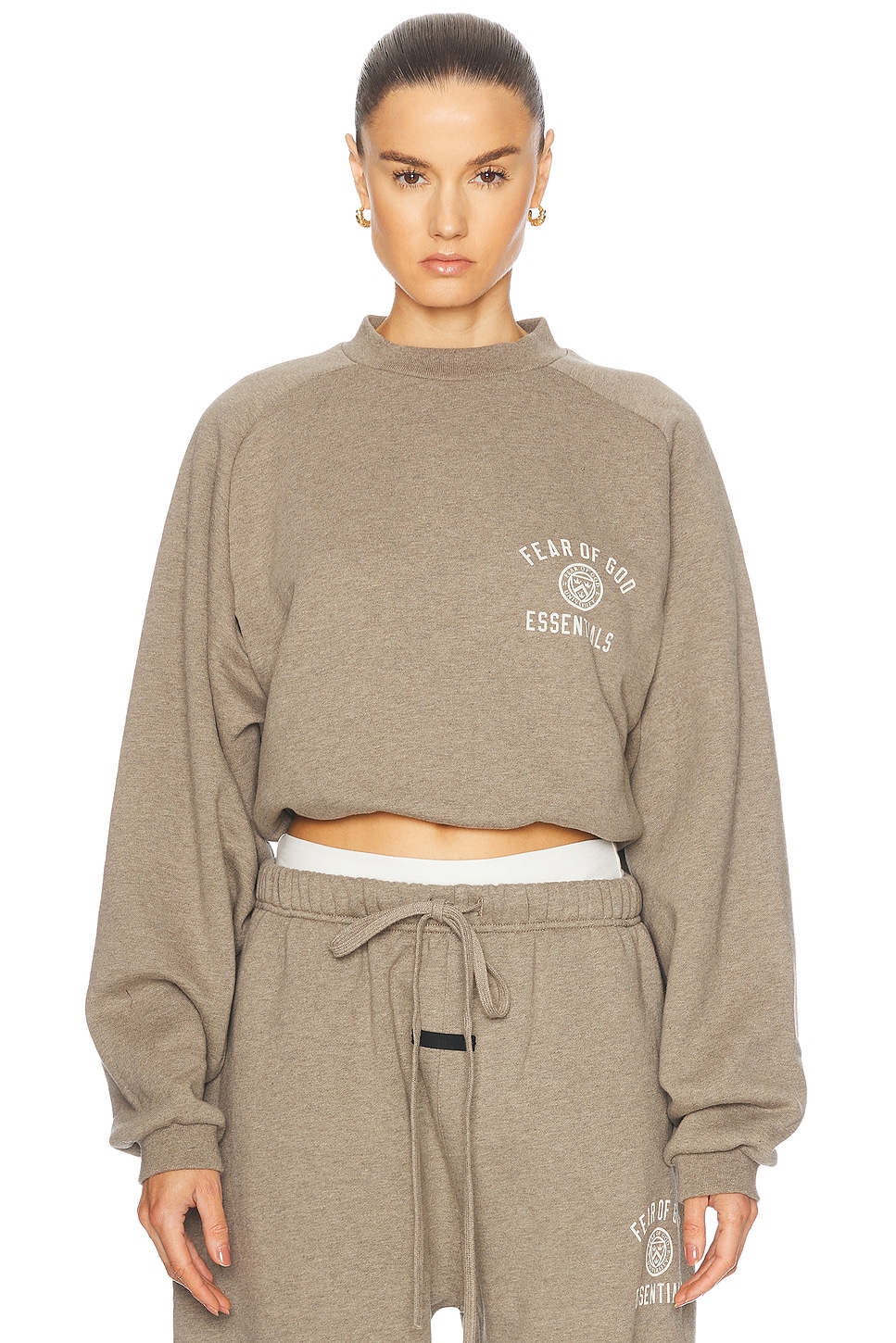 Cropped Crewneck Sweatshirt in Grey