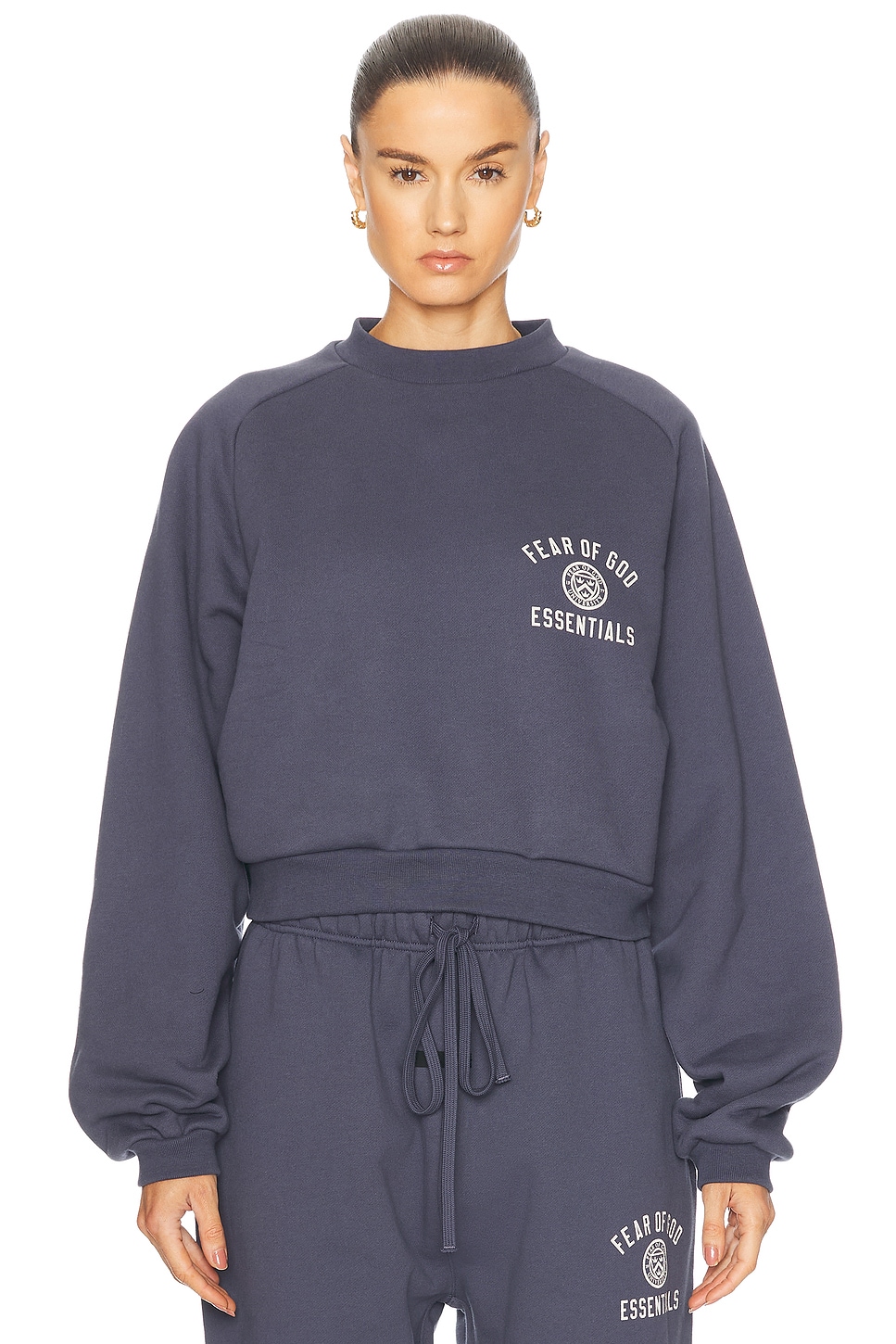 Cropped Crewneck Sweatshirt in Blue