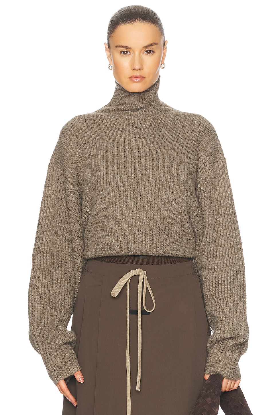 Cropped Turtleneck Sweater in Grey