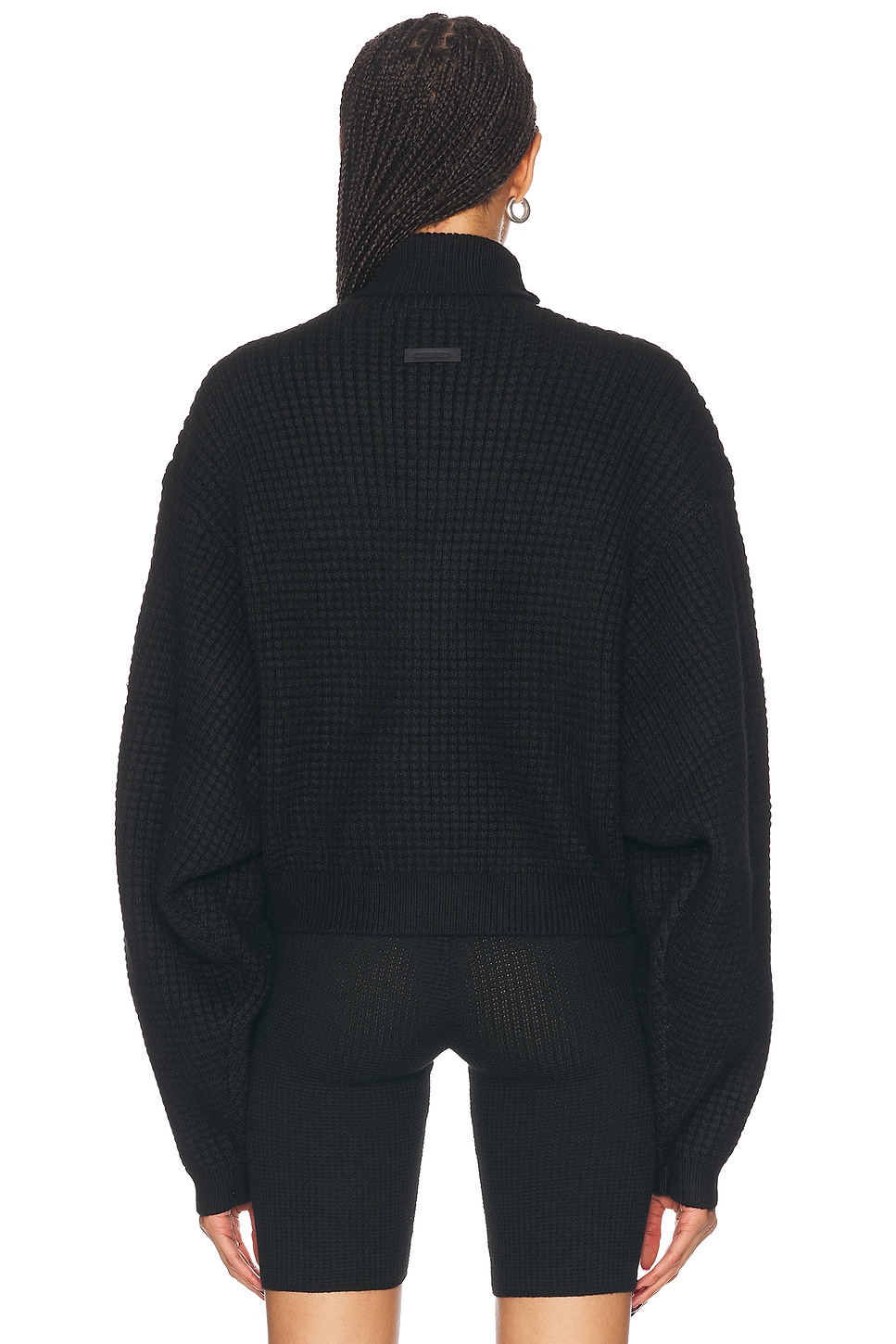 Image 3 of Fear of God ESSENTIALS Cropped Turtleneck Sweater in Black