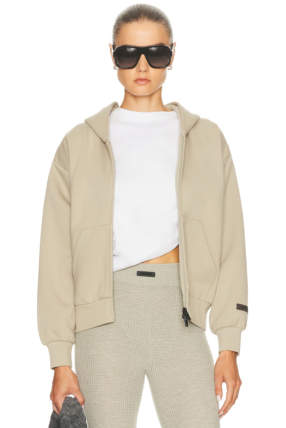 Essentials Fleece Classic Fit Zip-up Hoodie In Gray